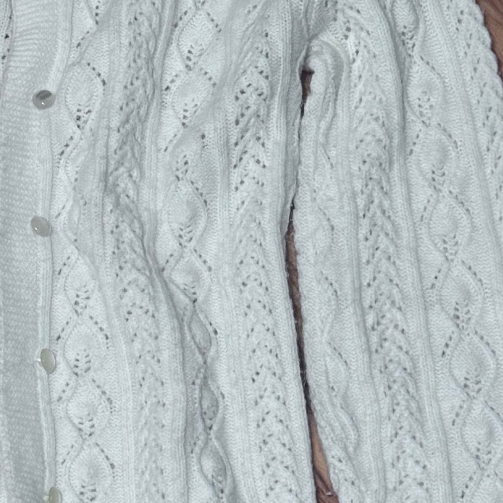 White Button Down Cable Knit Sweater - image 1